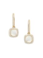 Nadri Framed Crystal And White Mother-of-pearl Drop Earrings