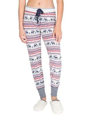 Pj Salvage Moose-print Thermal Fleece Pants