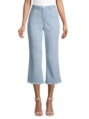 Democracy Striped Frayed Jeans