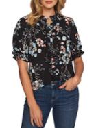 Cece French Cafe Floral-print Short-sleeve Top