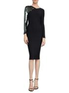 Bcbgmaxazria Sequined Sleeve Bodycon Dress