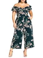 City Chic Plus Fresh Field Off-the-shoulder Jumpsuit