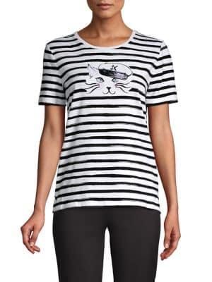 Karl Lagerfeld Paris Striped Captain Top
