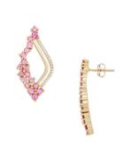 Lord & Taylor Pink Tourmaline And Diamond 14k Yellow Gold Earrings
