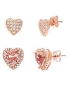Lord & Taylor Set Of Two Crystal Heart & Pave Stud Earrings