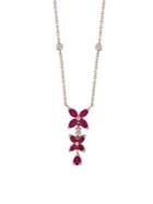 Effy Amore Diamond, Natural Ruby And 14k Rose Gold Pendant Necklace