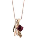 Le Vian 14k Strawberry Gold, Raspberry Rhodolite, Vanilla & Chocolate Diamonds Crisscross Pendant Necklace