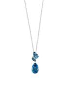 Effy Ocean Bleu Diamond, Topaz And 14k White Gold Pendant Necklace
