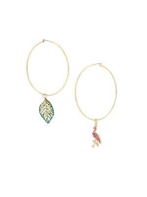 Betsey Johnson Boost Flamingo Crystal Mismatched Earrings