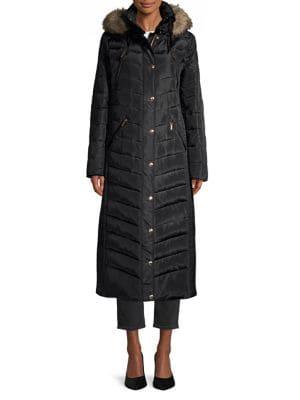Michael Kors Faux Fur Trim Maxi Puffer Jacket