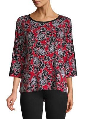 Jones New York Three-quarter Sleeve Floral Top