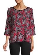 Jones New York Three-quarter Sleeve Floral Top