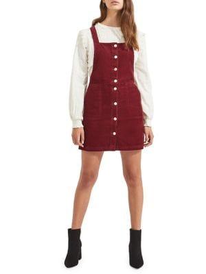 Miss Selfridge Button Corduroy Pinafore Dress