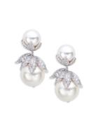 Nadri Willow 10-14mm White Pearl Wrap Drop Earrings
