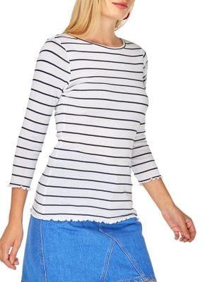 Dorothy Perkins Ruffle-trimmed Stripe Cotton Tee