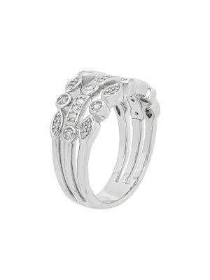 Lord & Taylor Diamond And Sterling Silver Three-row Ring