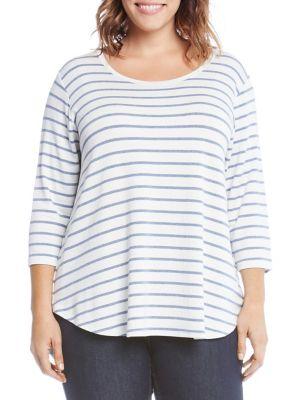 Karen Kane Plus Striped Three-quarter Tee