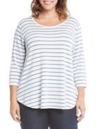Karen Kane Plus Striped Three-quarter Tee