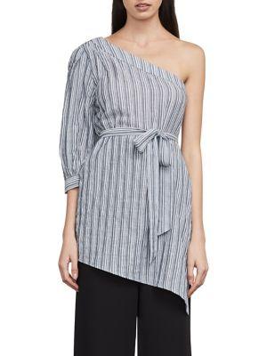 Bcbgmaxazria Asymmetrical One-shoulder Stripe Top
