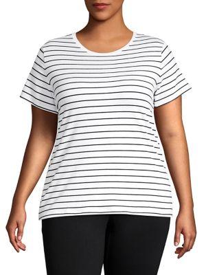 Lord & Taylor Plus Striped Cotton T-shirt