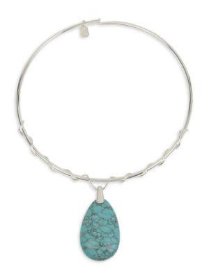 Robert Lee Morris Soho Turks & Beads Silvertone And Turquoise Round Wire Pendant Necklace
