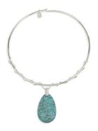 Robert Lee Morris Soho Turks & Beads Silvertone And Turquoise Round Wire Pendant Necklace