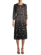 Karl Lagerfeld Paris Long-sleeve Floral Keyhole Dress