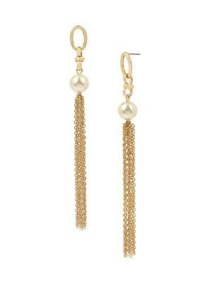 Miriam Haskell Beaded Tassel Linear Earrings