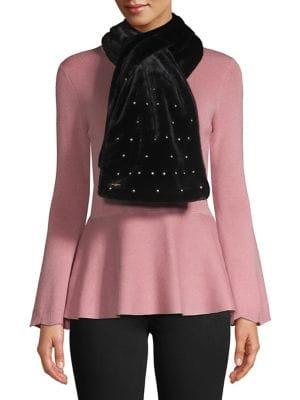 Karl Lagerfeld Paris Embellished Faux-fur Pull Through Scarf