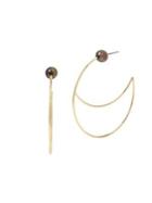 Bcbgeneration Goldtone And Faux Pearl Moon Hoop Earrings