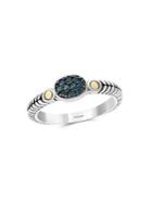 Effy Sterling Silver, 18k Yellow Gold And Blue Diamond Ring