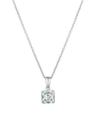 Crislu Royal Asscher Cut Sterling Silver Pendant Necklace