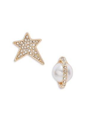 Bcbgeneration Crystal And Faux Pearl Star And Saturn Earrings