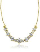 Lord & Taylor Sterling Silver And Cubic Zirconia Cluster Necklace