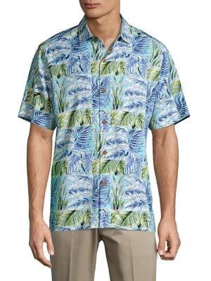Tommy Bahama Standard-fit Think Outside The Fronds Silk Camp Shirt