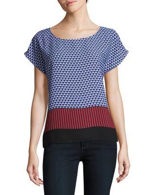 Vince Camuto Printed Roundneck Top
