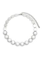 Design Lab Silvertone And Faux Pearl Collar Necklace