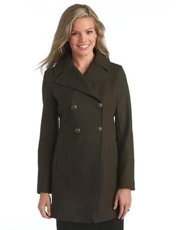 Dkny Double Breasted Military Wool Coat
