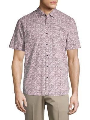 Black Brown Floral Short-sleeve Button Down Shirt