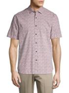 Black Brown Floral Short-sleeve Button Down Shirt