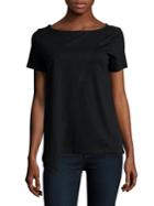 Lord & Taylor Petite Short Sleeve Asymmetrical Overlay Top