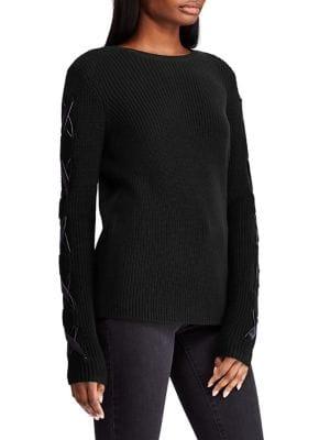 Lauren Ralph Lauren Petite Lace-up Ribbed Sweater