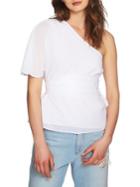1.state One-shoulder Wrap Cotton Blouse