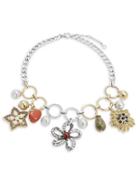 Gerard Yosca Faux Pearl-accented Tonal Charm Necklace
