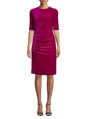 Vince Camuto Velvet Ruched Sheath Dress