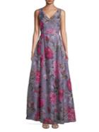 Adrianna Papell Floral Organza Dress