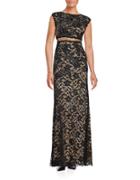 Betsy & Adam Embellished Lace Gown