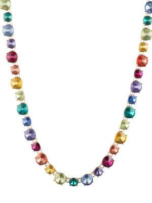 Anne Klein Goldtone And Multicolored Cubic Zirconia Collar Necklace