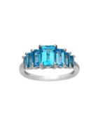 Lord & Taylor Blue Topaz And Sterling Silver Solitaire Ring