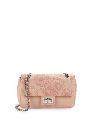 Karl Lagerfeld Paris Agyness Leather Embroidered Shoulder Bag